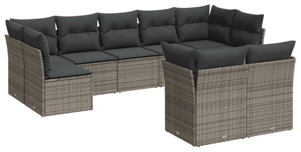 9 részes szürke polyrattan kerti ülőgarnitúra párnákkal
