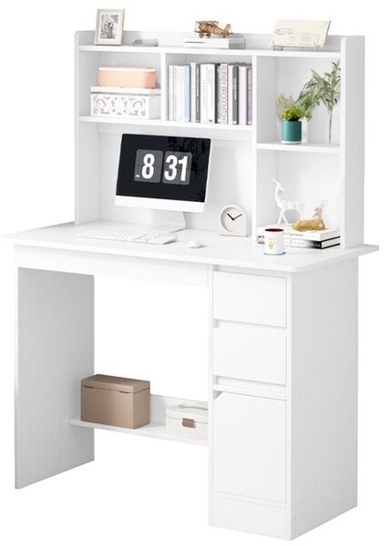 Ifjúsági Számítógép Íróasztal LOFT, Könyvespolc Modern Nagyméretű, fehér