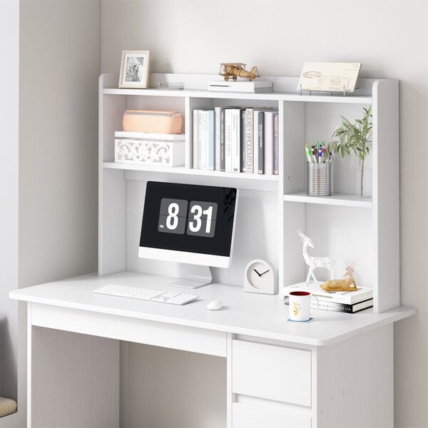 Ifjúsági Számítógép Íróasztal LOFT, Könyvespolc Modern Nagyméretű, fehér