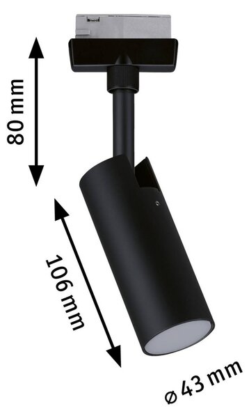 Paulmann URail LED spotlámpa Tubo fekete 3000 K, Fekete, Nappali / Étkező, fém, Modern