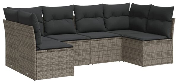 6 részes szürke polyrattan kerti ülőgarnitúra párnákkal