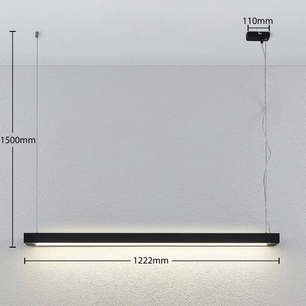 Arcchio LED-es függőlámpa Cuna, fekete, 122cm, fém, Fekete, Dolgozószoba / Iroda, Alumínium, Modern