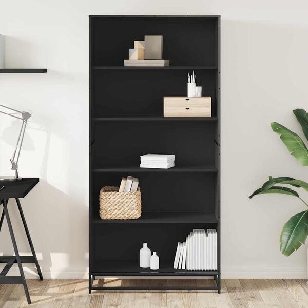 VidaXL fekete szerelt fa könyvszekrény 80,5 x 35 x 170,5 cm