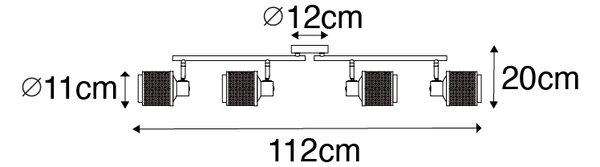 Ipari reflektor lámpa fekete arannyal 4-lámpás - Kayden