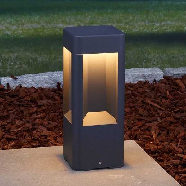 Lucande LED-es állólámpa Annika, antracit, fém, 30 cm, Fekete, Alumínium, Modern