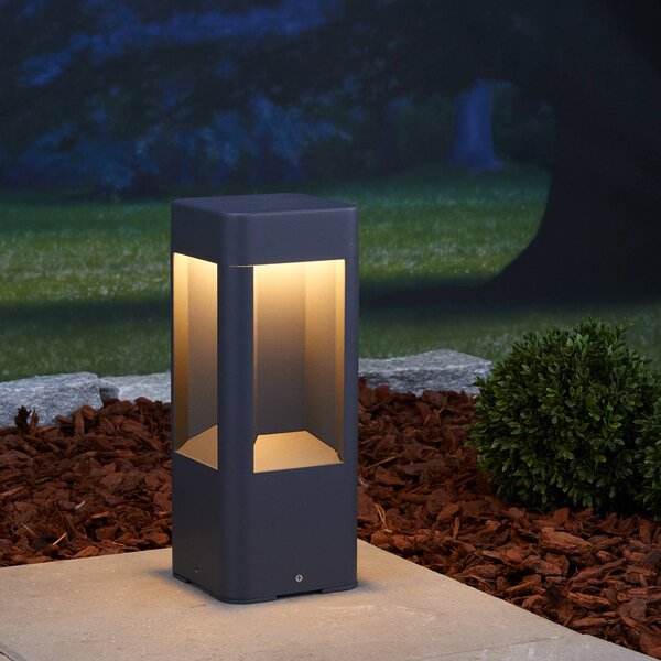 Lucande LED-es állólámpa Annika, antracit, fém, 30 cm, Fekete, Alumínium, Modern