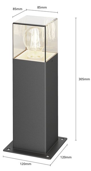 Lucande Keke állólámpa, magasság 30 cm, antracit, alumínium, dimmelhető, Fekete, Alumínium, Modern