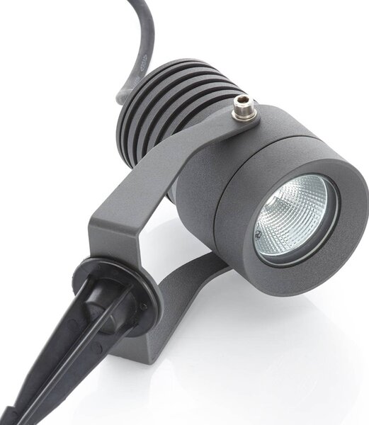 Lucande LED kültéri reflektor Jon, földi tüske, állítható, IP65, Alu / szürke / cink, Alumínium, Modern