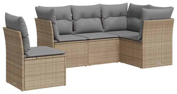 5 részes bézs polyrattan kerti ülőgarnitúra párnákkal