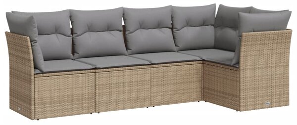 5 részes bézs polyrattan kerti ülőgarnitúra párnákkal