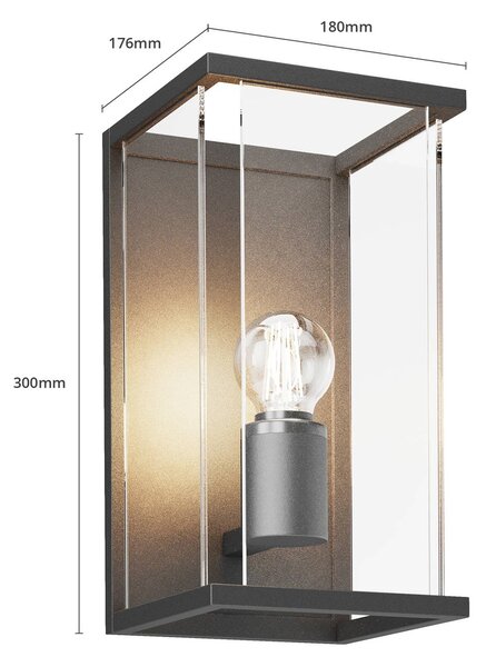 Lucande kültéri fali lámpa Annalea, 30 cm, 1-lámpás, IP54, dimmelhető, Fekete, Alumínium, Modern