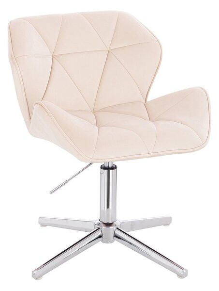 HR111CROSS Krémszínű modern velúr szék krómozott lábbal