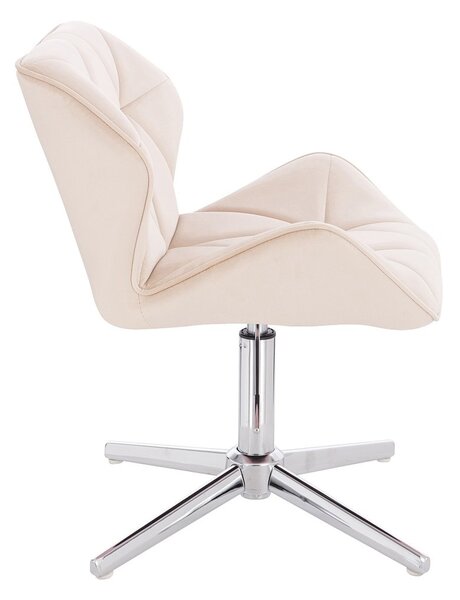 HR111CROSS Krémszínű modern velúr szék krómozott lábbal