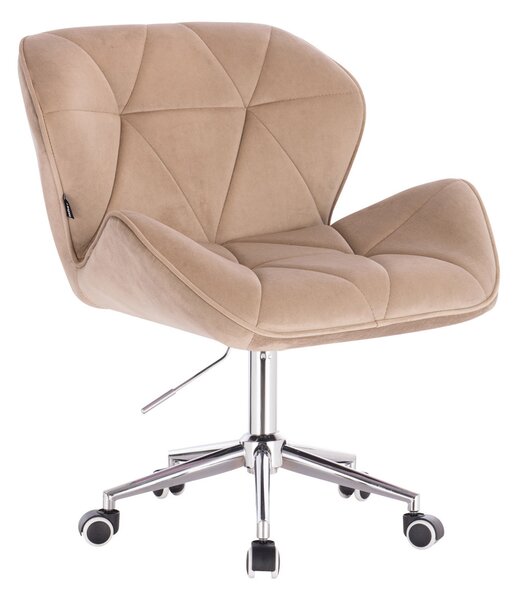 HR111K Latte modern velúr szék krómozott lábbal