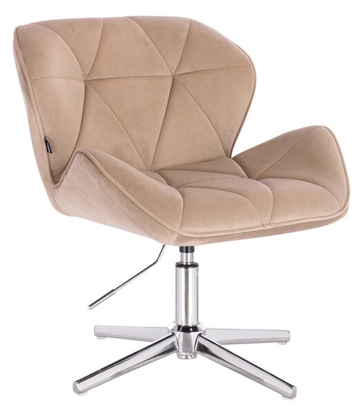 HR111CROSS Latte modern velúr szék krómozott lábbal