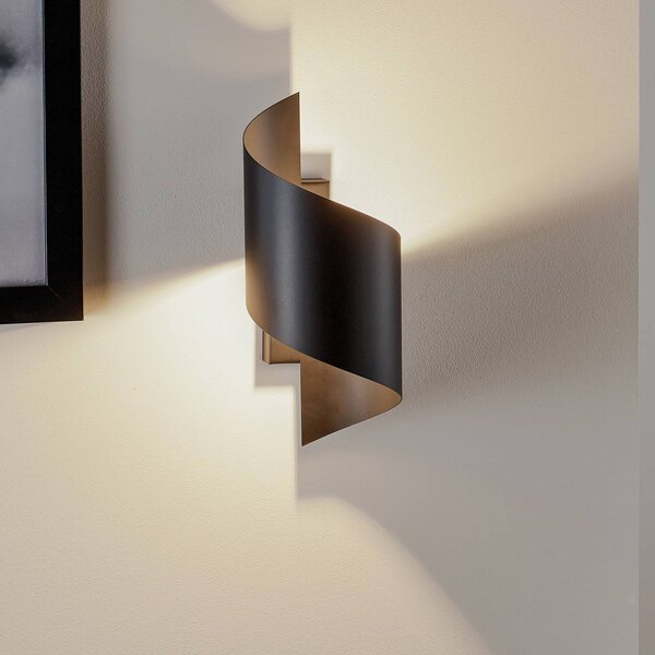 EMIBIG LIGHTING Spiner fali lámpa, fekete, magasság 30 cm, acél, dimmelhető, Fekete, Nappali / Étkező, fém, Modern