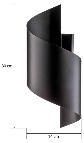 EMIBIG LIGHTING Spiner fali lámpa, fekete, magasság 30 cm, acél, dimmelhető, Fekete, Nappali / Étkező, fém, Modern