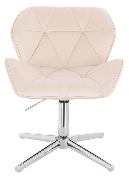 HR111CROSS Krémszínű modern velúr szék krómozott lábbal
