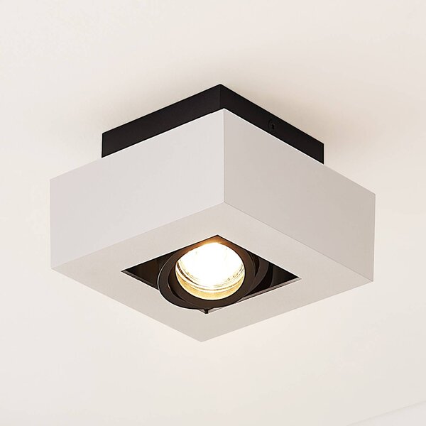 Arcchio spotlámpa Vince, 14 x cm, fehér/fekete, GU10, dimmelhető, Fehér / opál, Folyosó, Alumínium, Modern