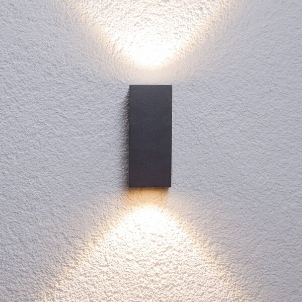 Lucande LED kültéri fali lámpa Tavi, magasság 15 cm, fekete, Fekete, Alumínium, Modern