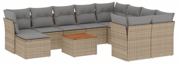 11 részes bézs polyrattan kerti ülőgarnitúra párnákkal