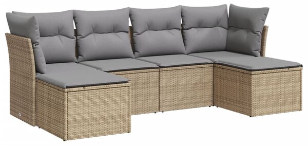 6 részes bézs polyrattan kerti ülőgarnitúra párnával