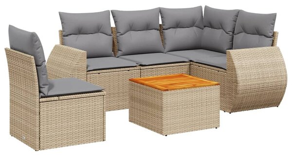 6 részes bézs polyrattan kerti ülőgarnitúra párnával
