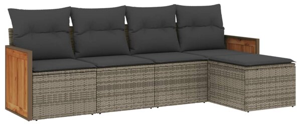 5 részes szürke polyrattan kerti ülőgarnitúra párnákkal