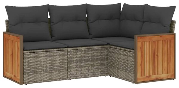 4 részes szürke polyrattan kerti ülőgarnitúra párnákkal