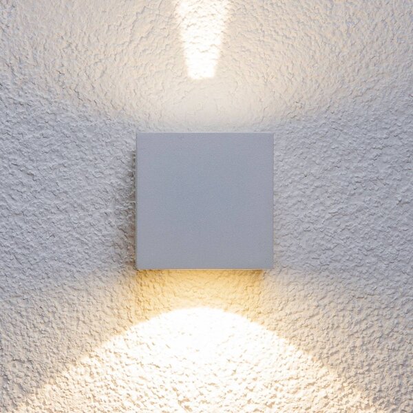 Lucande LED kültéri fali lámpa Jarno, fehér, fém, 9cm, Fehér / opál, Alumínium, Modern