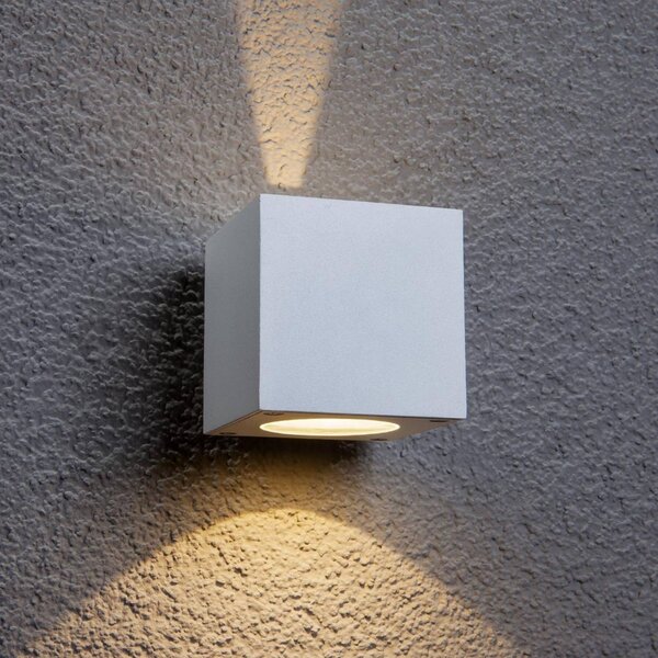 Lucande LED kültéri fali lámpa Jarno, fehér, fém, 9cm, Fehér / opál, Alumínium, Modern