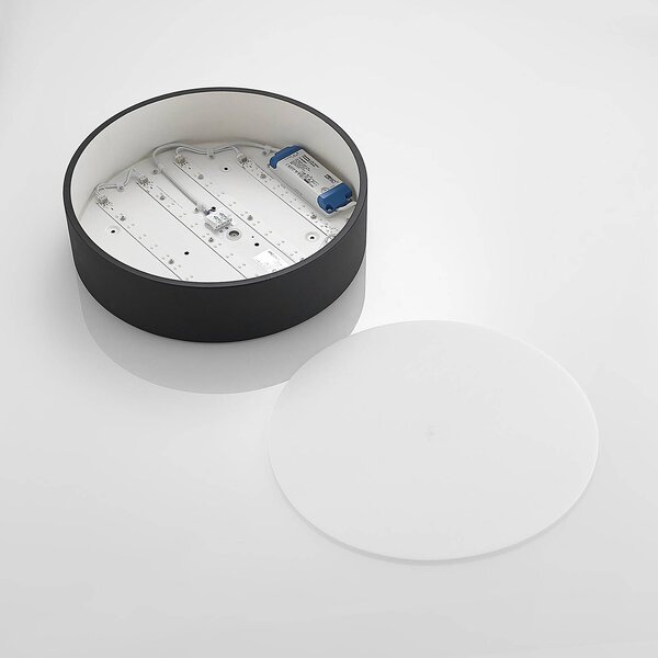 Arcchio LED mennyezeti lámpa Noabelle, Ø 40 cm, fekete, fém, dimmelhető, Fekete, Konyha, fém, Modern