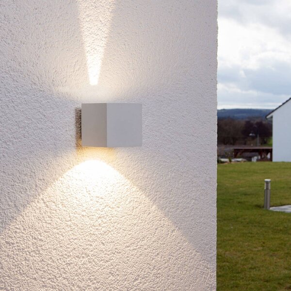 Lucande LED kültéri fali lámpa Jarno, fehér, fém, 9cm, Fehér / opál, Alumínium, Modern