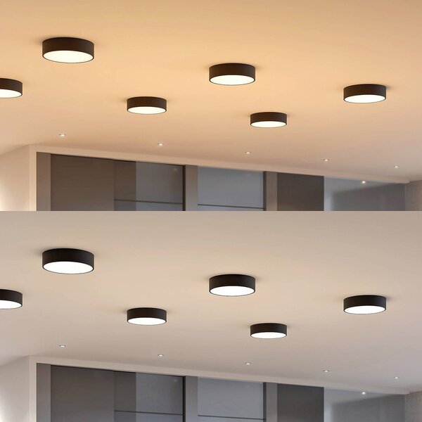 Arcchio LED mennyezeti lámpa Noabelle, Ø 40 cm, fekete, fém, dimmelhető, Fekete, Konyha, fém, Modern