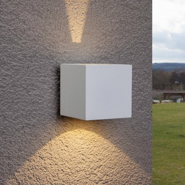 Lucande LED kültéri fali lámpa Jarno, fehér, fém, 9cm, Fehér / opál, Alumínium, Modern