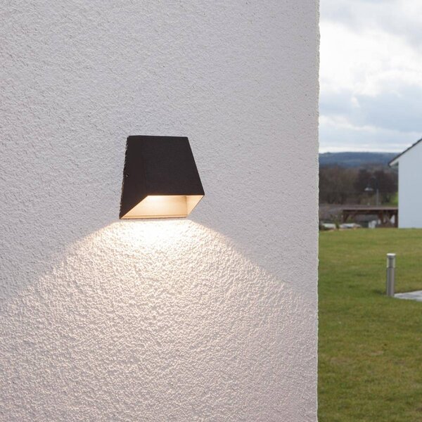 Lucande LED kültéri fali világítás Hanno, antracit, fém, IP54, Fekete, Alumínium, Modern