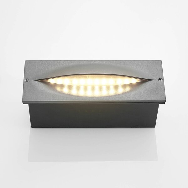 Lucande LED fali süllyesztett lámpa Zandro, 25 cm, antracit, IP65, Fekete, Alumínium, Modern