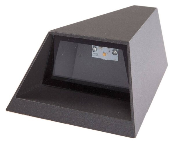Lucande LED kültéri fali lámpa Jendrik, magasság 17 cm, antracit, Fekete, Alumínium, Modern