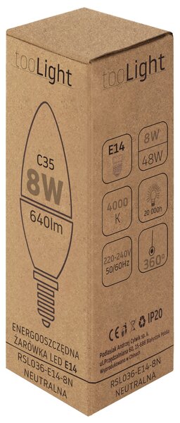 LED izzó hideg RSL036 E14 8W Neutral