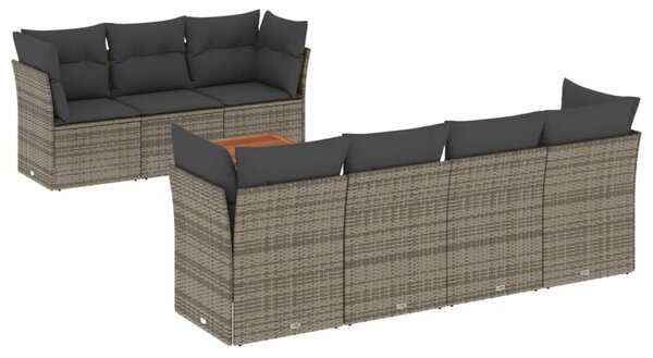 8 részes szürke polyrattan kerti ülőgarnitúra párnákkal