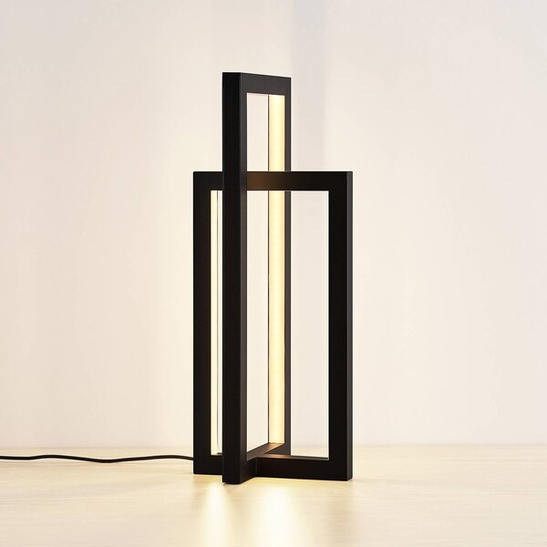 Lucande LED asztali lámpa Hylda, magasság 42 cm, fekete, alumínium, dimmelhető, Fekete, Nappali / Étkező, Alumínium, Modern
