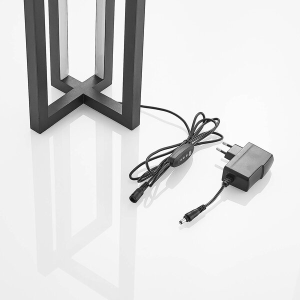 Lucande LED asztali lámpa Hylda, magasság 42 cm, fekete, alumínium, dimmelhető, Fekete, Nappali / Étkező, Alumínium, Modern