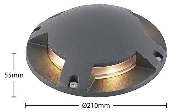 Lindby Cormac LED padlófényszóró, 4 lámpás, Ø 21 cm, IP67, Fekete, Alumínium, Modern