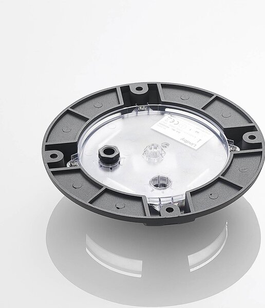Lindby Cormac LED padlófényszóró, 4 lámpás, Ø 21 cm, IP67, Fekete, Alumínium, Modern