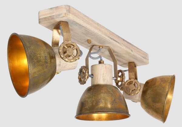 Steinhauer Mennyezeti spotlámpa Gearwood 3 izzós bronz, dimmelhető, Világos fa, Nappali / Étkező, Fa, Vintage