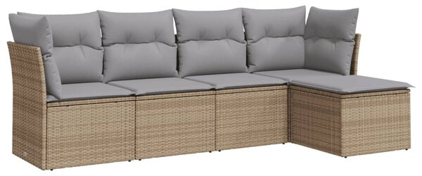 5 részes bézs polyrattan kerti ülőgarnitúra párnákkal