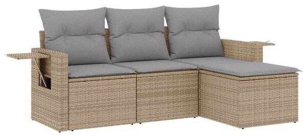 4 részes bézs polyrattan kerti ülőgarnitúra párnákkal