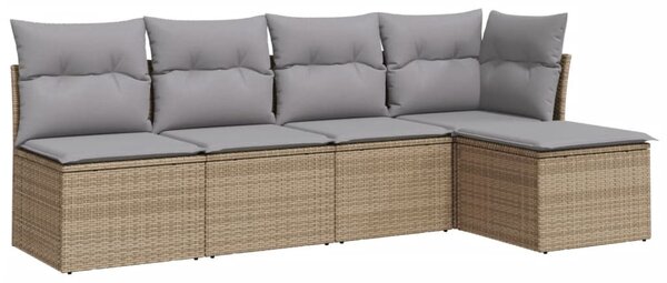 5 részes bézs polyrattan kerti ülőgarnitúra párnákkal