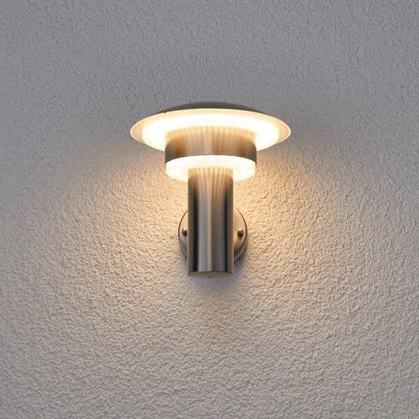 Lindby LED kültéri fali világítás Lillie, magasság 19 cm, rozsdamentes acél, Alu / szürke / cink, Rozsdamentes acél, Modern