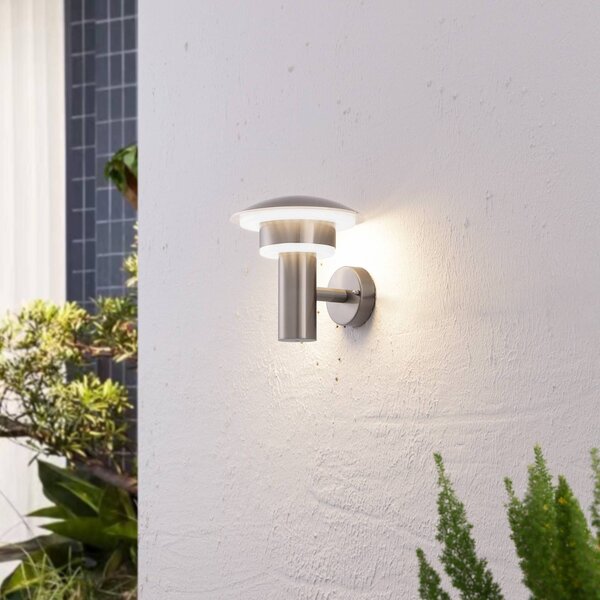 Lindby LED kültéri fali világítás Lillie, magasság 19 cm, rozsdamentes acél, Alu / szürke / cink, Rozsdamentes acél, Modern